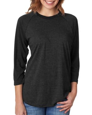 VIN BLK/ VIN BLK Next level apparel 6051 unisex triblend three-quarter sleeve raglan