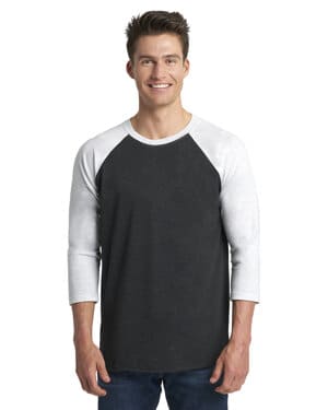 HTH WHT/ VIN BLK Next level apparel 6051 unisex triblend three-quarter sleeve raglan