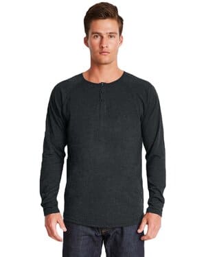 VINTAGE BLACK Next level apparel 6072 men's triblend long-sleeve henley