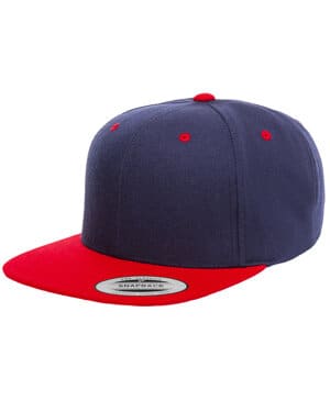 NAVY/ RED 6089 adult 6-panel structured flat visor classicsnapback
