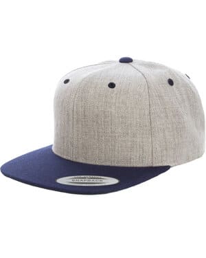 HEATHER/ NAVY 6089MT adult 6-panel structured flat visor classic two-tone snapback