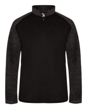 BLACK/ BLACK TONAL BLEND Badger 4177 sport tonal blend quarter-zip pullover