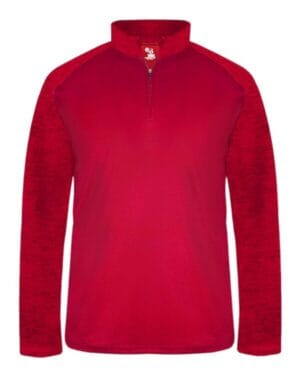 RED/ RED TONAL BLEND Badger 4177 sport tonal blend quarter-zip pullover