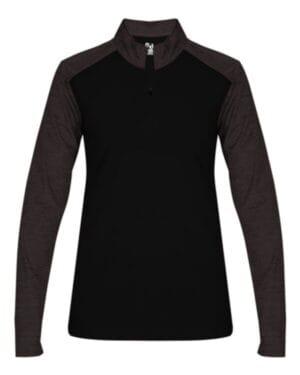 BLACK/ BLACK TONAL BLEND 4179 women's sport tonal blend quarter-zip pullover
