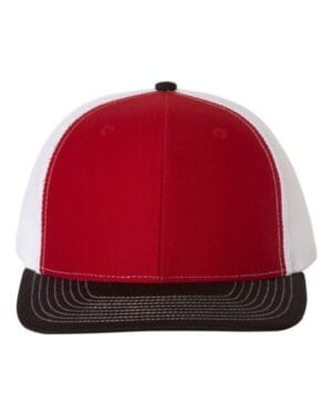 RED/ WHITE/ BLACK Richardson 112 adjustable snapback trucker cap