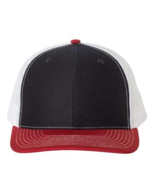 NAVY/ WHITE/ RED Richardson 112 adjustable snapback trucker cap