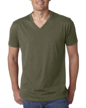 MILITARY GREEN Next level apparel 6240 men's cvc v-neck t-shirt