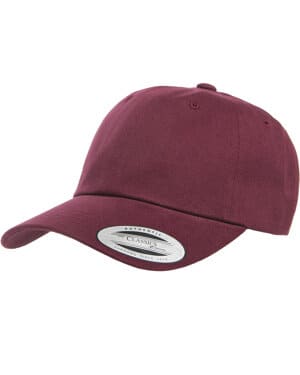 MAROON Yupoong 6245PT adult peached cotton twill dad cap
