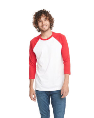 RED/ WHITE 6251 unisex cvc three-quarter sleeve raglan baseball t-shirt