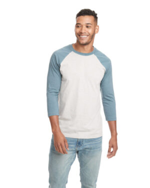 INDIGO/ SILK 6251 unisex cvc three-quarter sleeve raglan baseball t-shirt