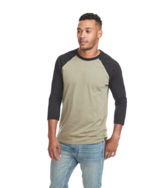 BLACK/ OLIVE 6251 unisex cvc three-quarter sleeve raglan baseball t-shirt