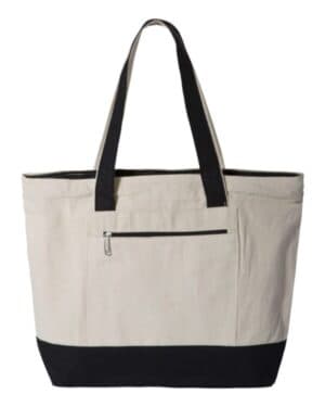 NATURAL/ BLACK Q-tees Q1300 19l zippered tote