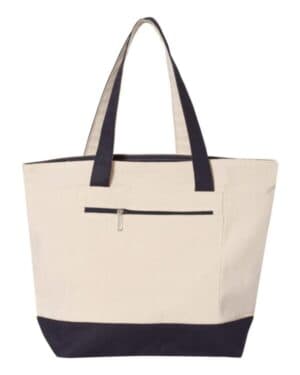 NATURAL/ NAVY Q-tees Q1300 19l zippered tote