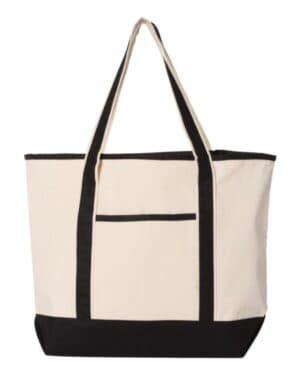 NATURAL/ BLACK Q-tees Q1500 346l large canvas deluxe tote