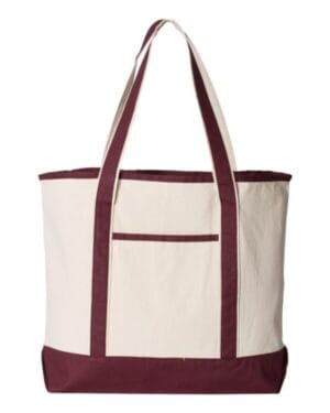 NATURAL/ MAROON Q-tees Q1500 346l large canvas deluxe tote