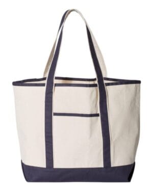 NATURAL/ NAVY Q-tees Q1500 346l large canvas deluxe tote