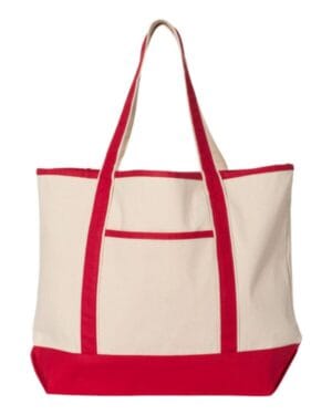 NATURAL/ RED Q-tees Q1500 346l large canvas deluxe tote
