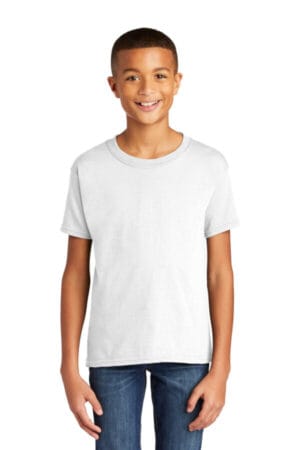 WHITE 64000B gildan youth softstyle t-shirt