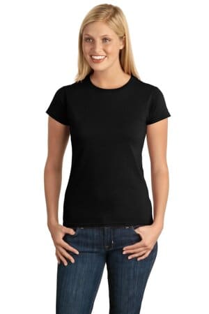 BLACK 64000L gildan softstyle ladies t-shirt