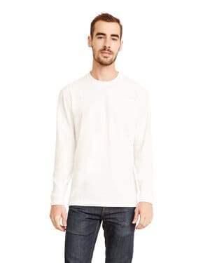 WHITE Next level apparel 6411 unisex sueded long-sleeve crew