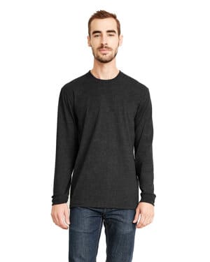 HEATHER CHARCOAL Next level apparel 6411 unisex sueded long-sleeve crew