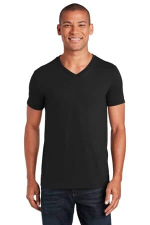 BLACK 64V00 gildan softstyle v-neck t-shirt