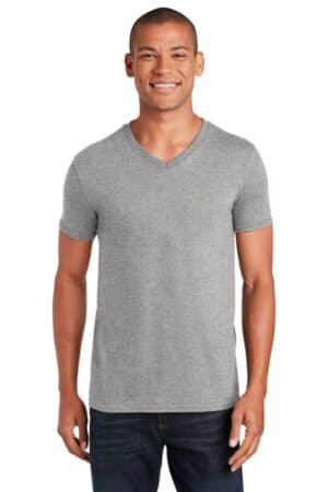 SPORT GREY 64V00 gildan softstyle v-neck t-shirt