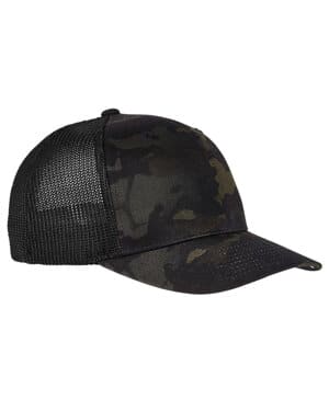 BLACK MULTICAM Yupoong 6511MC adult flexfit multicam trucker mesh cap