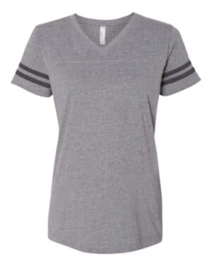 GRANITE HEATHER/ VINTAGE SMOKE Lat 3537 women's football v-neck fine jersey tee