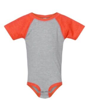 VINTAGE HEATHER/ VINTAGE ORANGE Rabbit skins 4430 infant baseball fine jersey bodysuit