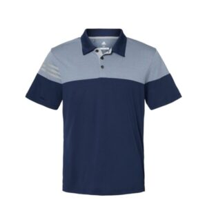 COLLEGIATE NAVY/ MID GREY Adidas A213 heathered 3-stripes colorblock polo