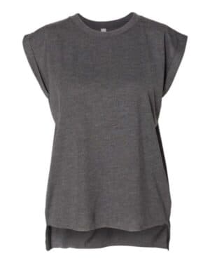 DARK GREY HEATHER Bella canvas 8804 womens flowy rolled cuffs muscle tee