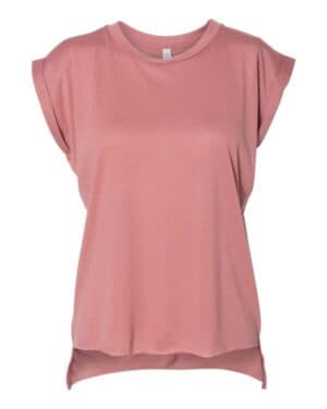 MAUVE Bella canvas 8804 womens flowy rolled cuffs muscle tee