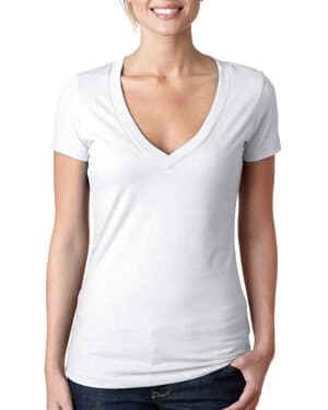 WHITE Next level apparel 6640 ladies' cvc deep v-neck t-shirt