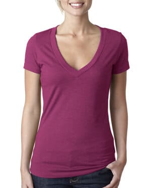 Next level apparel 6640 ladies' cvc deep v-neck t-shirt