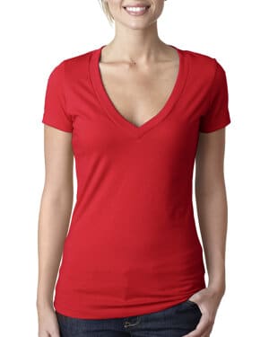 Next level apparel 6640 ladies' cvc deep v-neck t-shirt