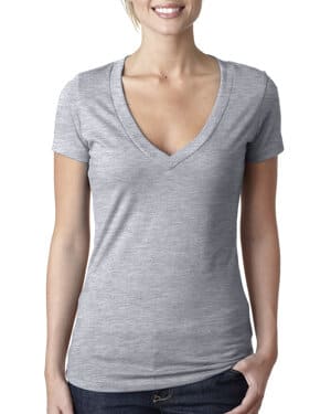 Next level apparel 6640 ladies' cvc deep v-neck t-shirt