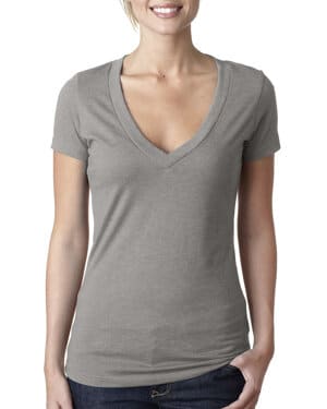 Next level apparel 6640 ladies' cvc deep v-neck t-shirt