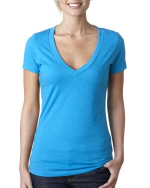 Next level apparel 6640 ladies' cvc deep v-neck t-shirt