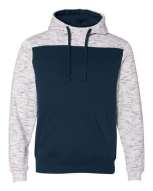 NAVY/ WHITE 8676 mlange fleece colorblocked hooded sweatshirt