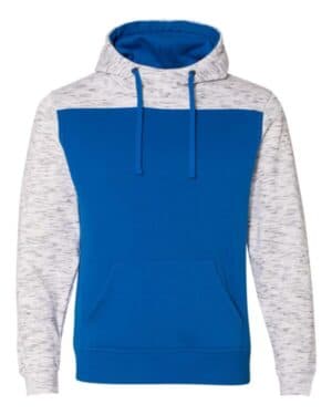 ROYAL/ WHITE 8676 mlange fleece colorblocked hooded sweatshirt