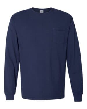 NAVY GDH250 garment-dyed long sleeve t-shirt with a pocket