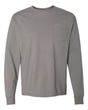CONCRETE GREY GDH250 garment-dyed long sleeve t-shirt with a pocket