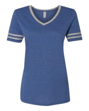 TRUE BLUE HEATHER/ OXFORD Jerzees 602WVR women's varsity triblend v-neck t-shirt