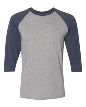 OXFORD/ INDIGO HEATHER 601RR triblend three-quarter raglan baseball t-shirt
