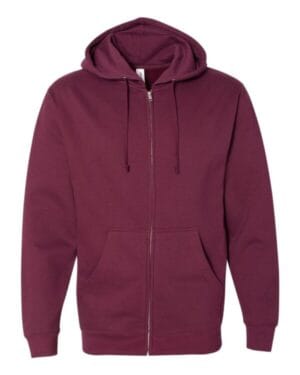 MAROON Independent trading co SS4500Z midweight full-zip hooded sweatshirt