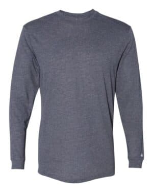 NAVY HEATHER Badger 4944 triblend performance long sleeve t-shirt