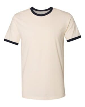 NATURAL/ MIDNIGHT NAVY Next level 3604 cotton ringer t-shirt