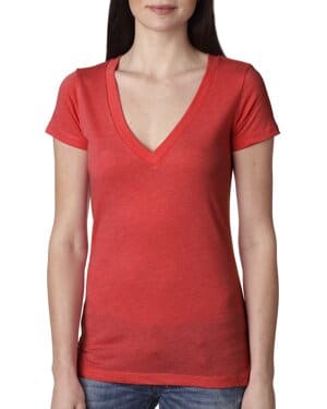 VINTAGE RED Next level apparel 6740 ladies' triblend deep v