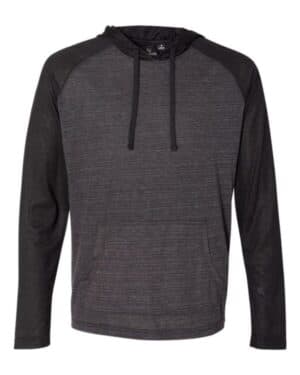 STRIATED BLACK/ SOLID BLACK Burnside 8127 yarn-dyed hooded raglan t-shirt